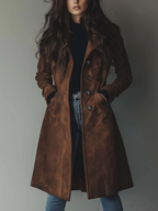 Women's Vintage-Inspired Longline Trench Coat Tailored Outerwear