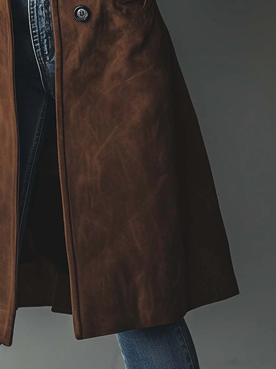 Women's Vintage-Inspired Longline Trench Coat Tailored Outerwear