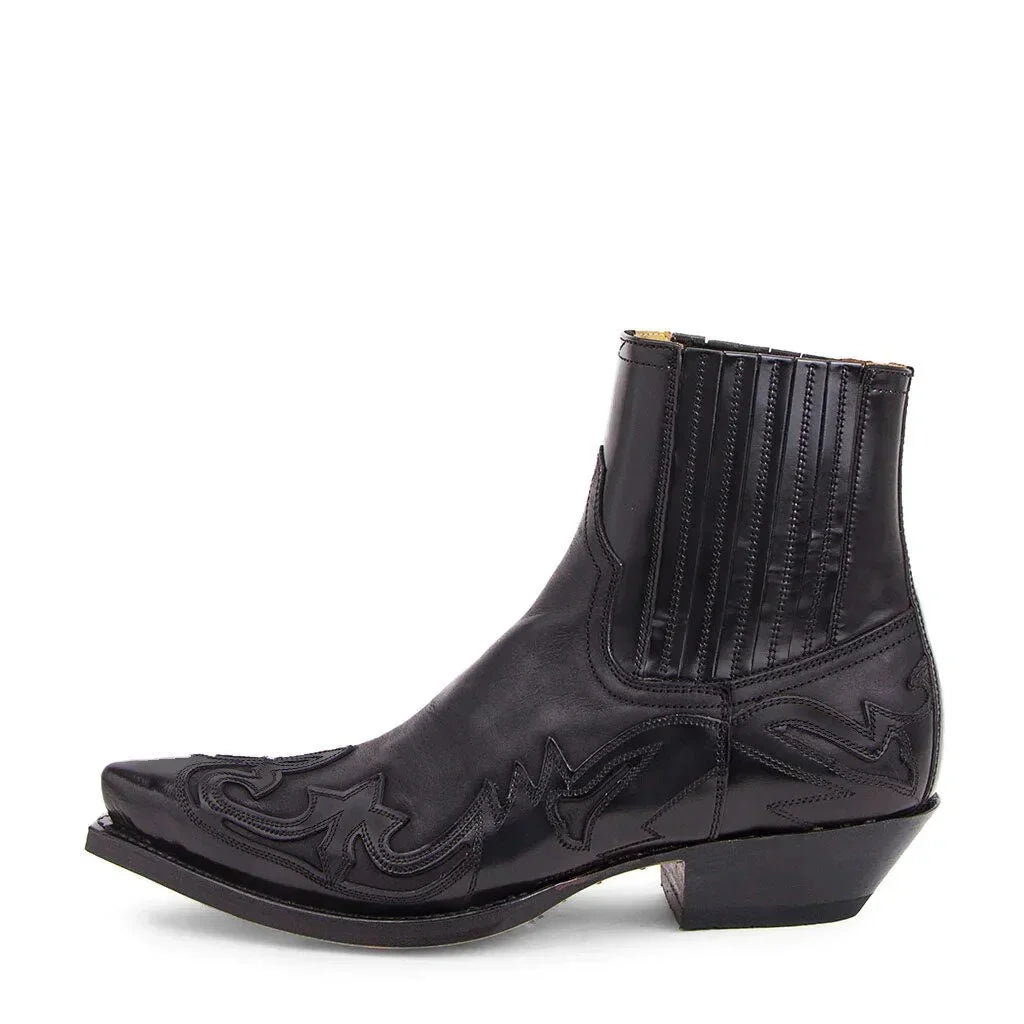 Men's Leather Cowboy Boots Pointed Toe Western Ankle Style