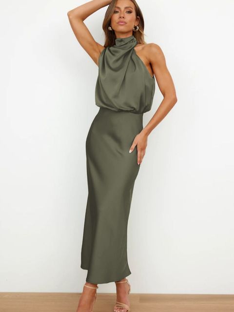 Women's Elegant Summer Dress Halter Neck Silk Style