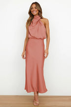 Women's Elegant Summer Dress Halter Neck Silk Style