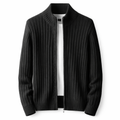 Men's Ribbed Zip Cardigan Stand Collar Knit Jacket