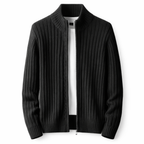 Men's Ribbed Zip Cardigan Stand Collar Knit Jacket