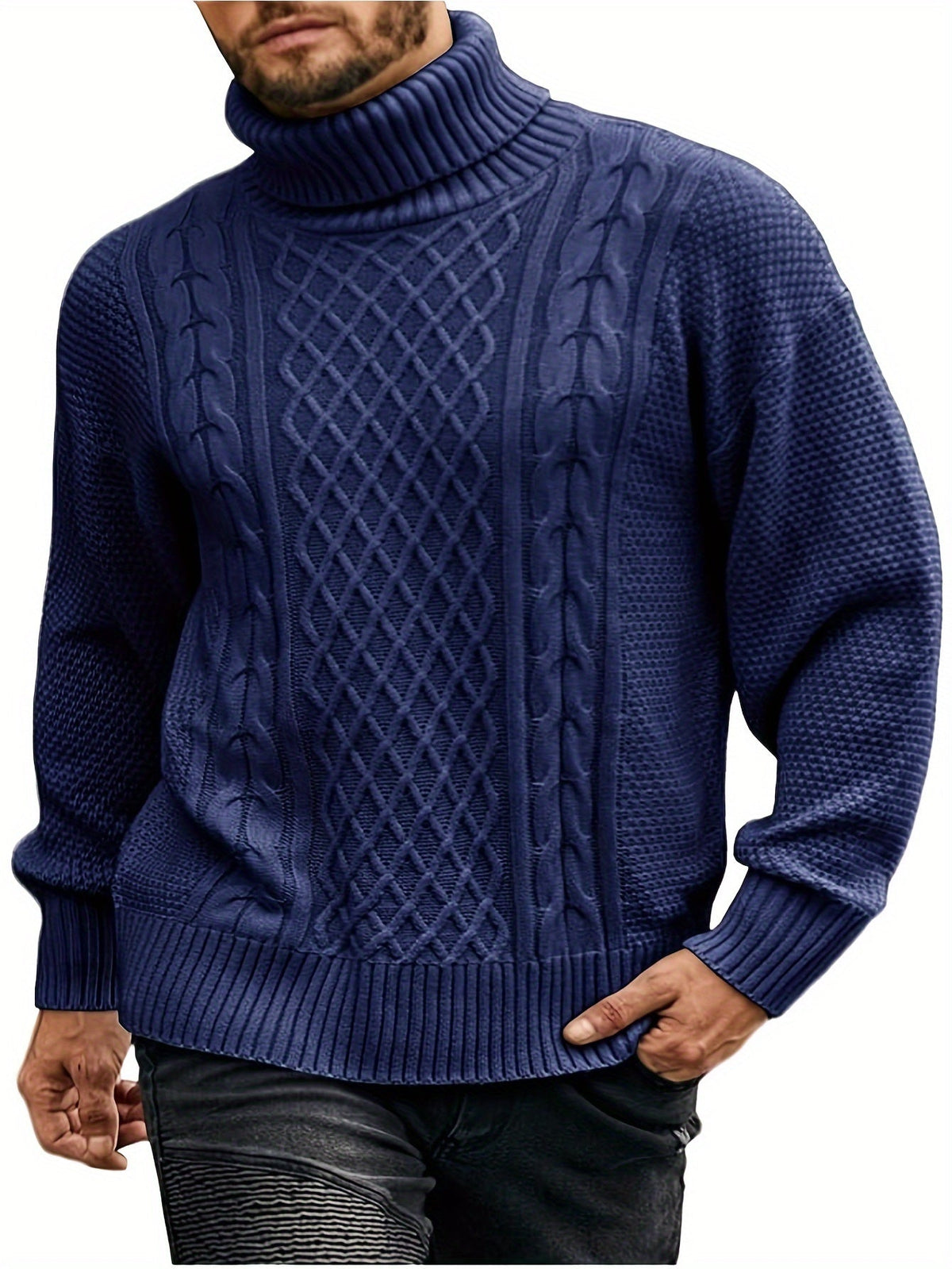 Women's Warm Turtleneck Cable Sweater in 2XL and 3XL
