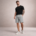 Men's Linen Shorts Drawstring Waist Printed Summer Fit