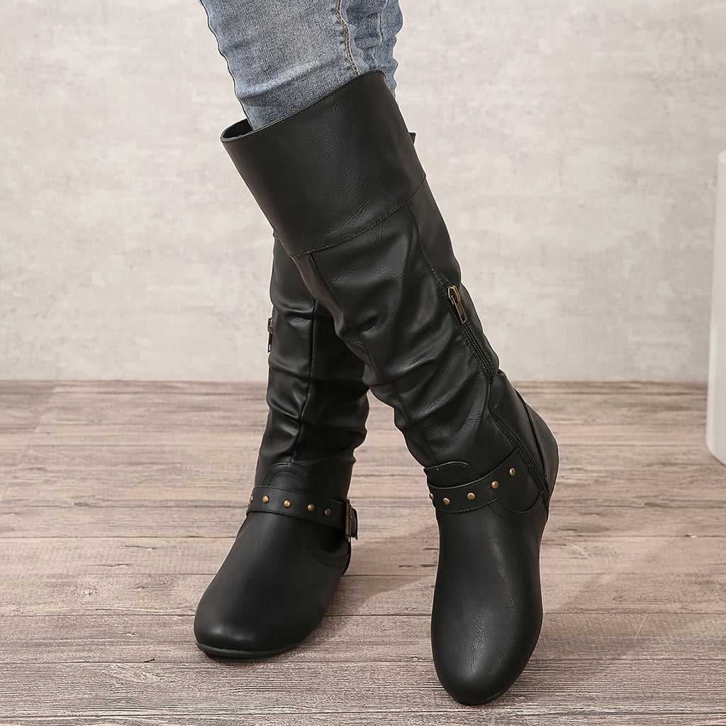 Women's Flat Equestrian Tall Boots with Soft Slouch