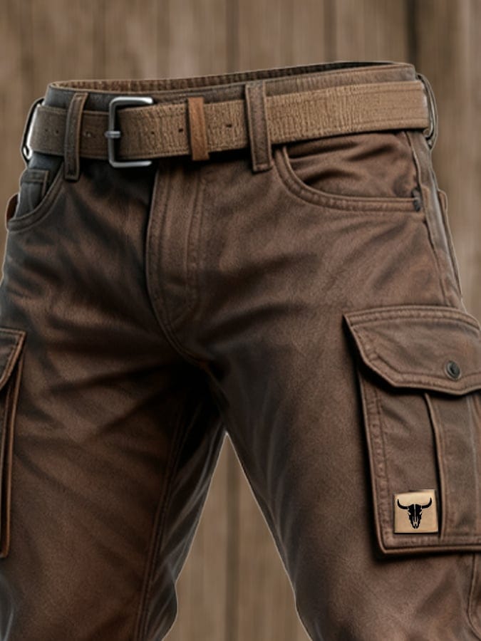 Men's Slim Fit Cargo Trousers Utility Pocket Streetwear Style