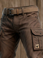 Men's Slim Fit Cargo Trousers Utility Pocket Streetwear Style