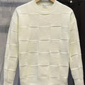 Women's Raised Grid Texture Crewneck Knit Sweater - Off-white