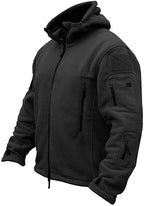 Men's Hooded Fleece Jacket Warm Multi Pocket Outdoor Layer