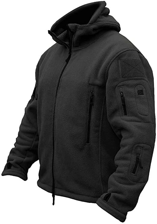 Men's Hooded Fleece Jacket Warm Multi Pocket Outdoor Layer