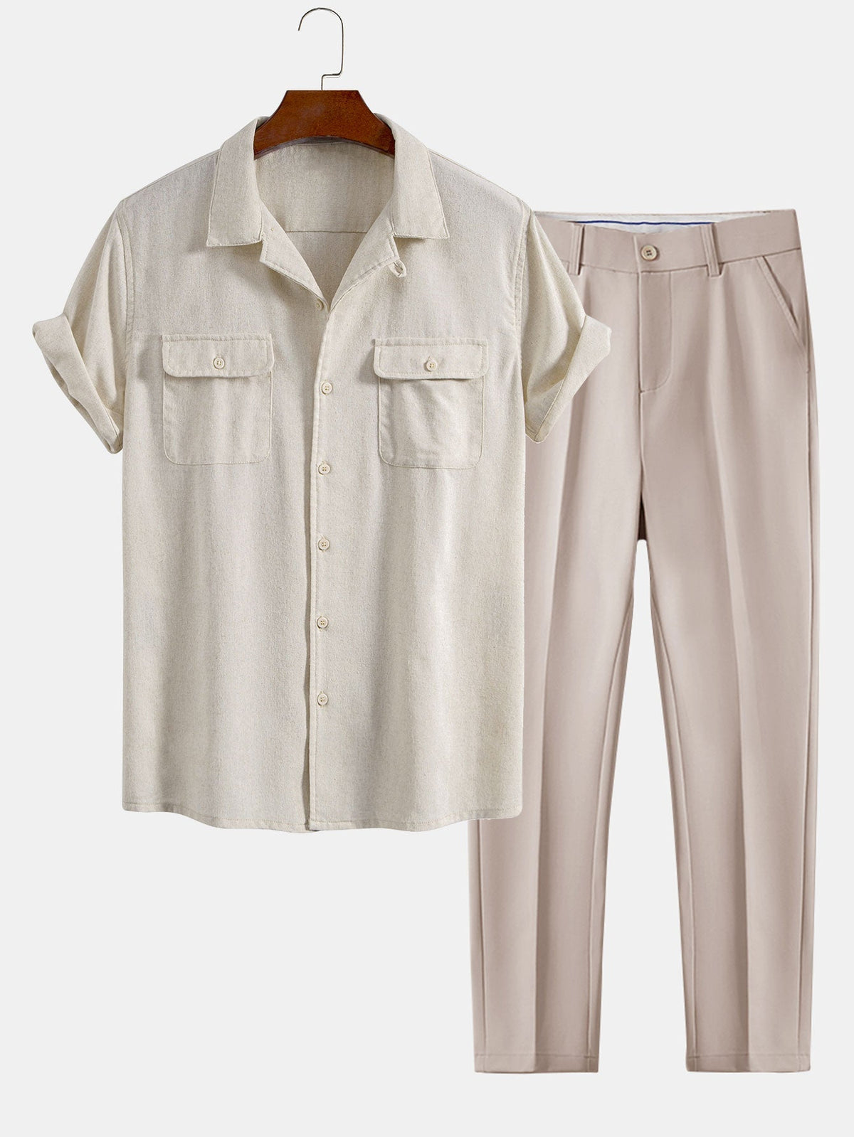 Men's Relaxed Summer Shirt and Trousers Set Cuban Collar