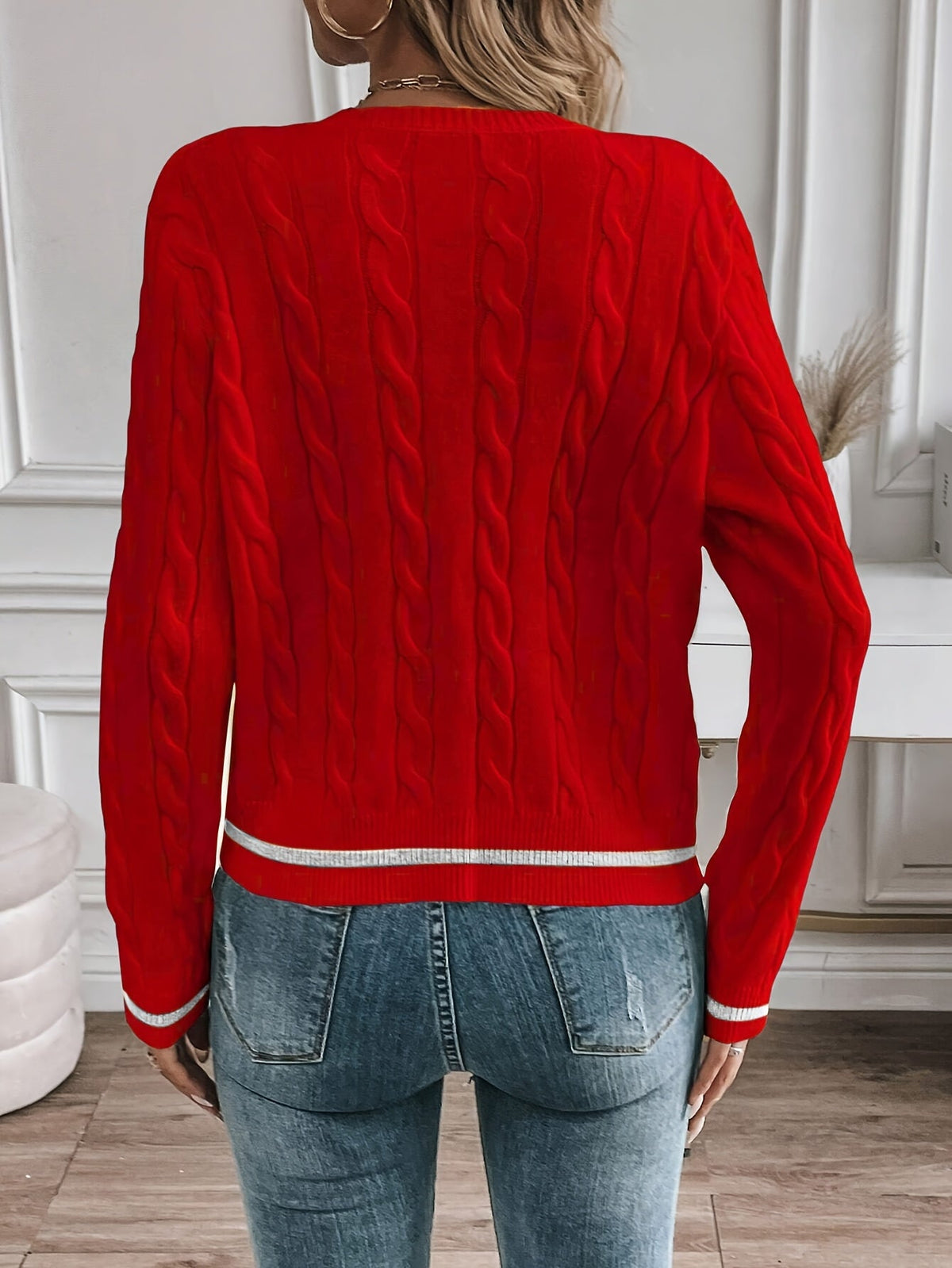 Women's Dressy Knit Cardigan with Gilded Buttons