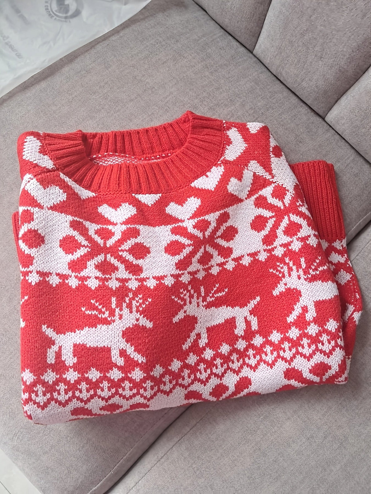 Women's Snowflake and Deer Knit Holiday Sweater
