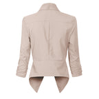 Women's Open-Front Blazer – Ruched-Sleeve Smart Layer