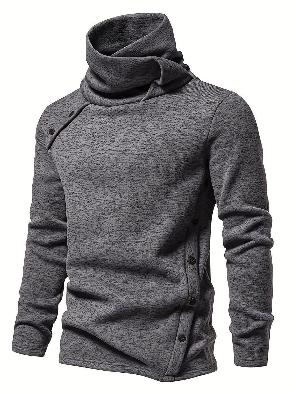 Women's Long Sleeve Draped Collar Sweater with Buttons