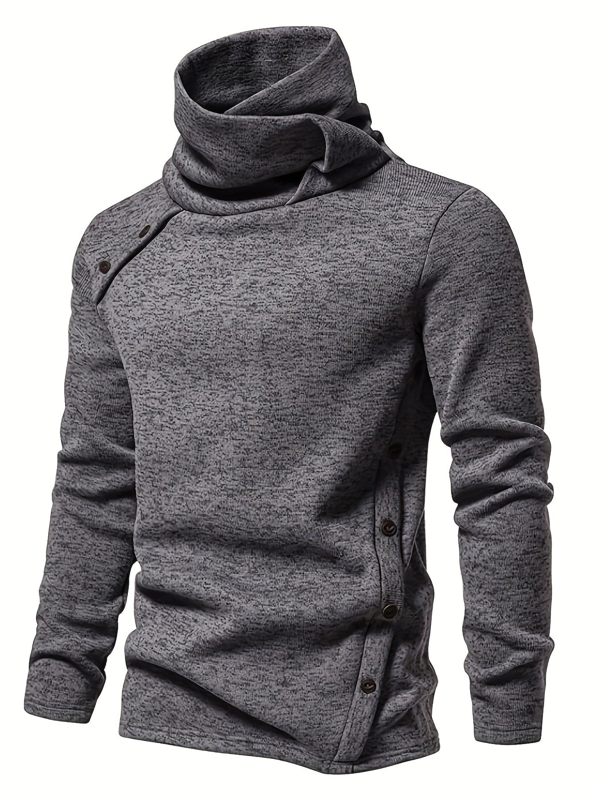 Women's Long Sleeve Draped Collar Sweater with Buttons