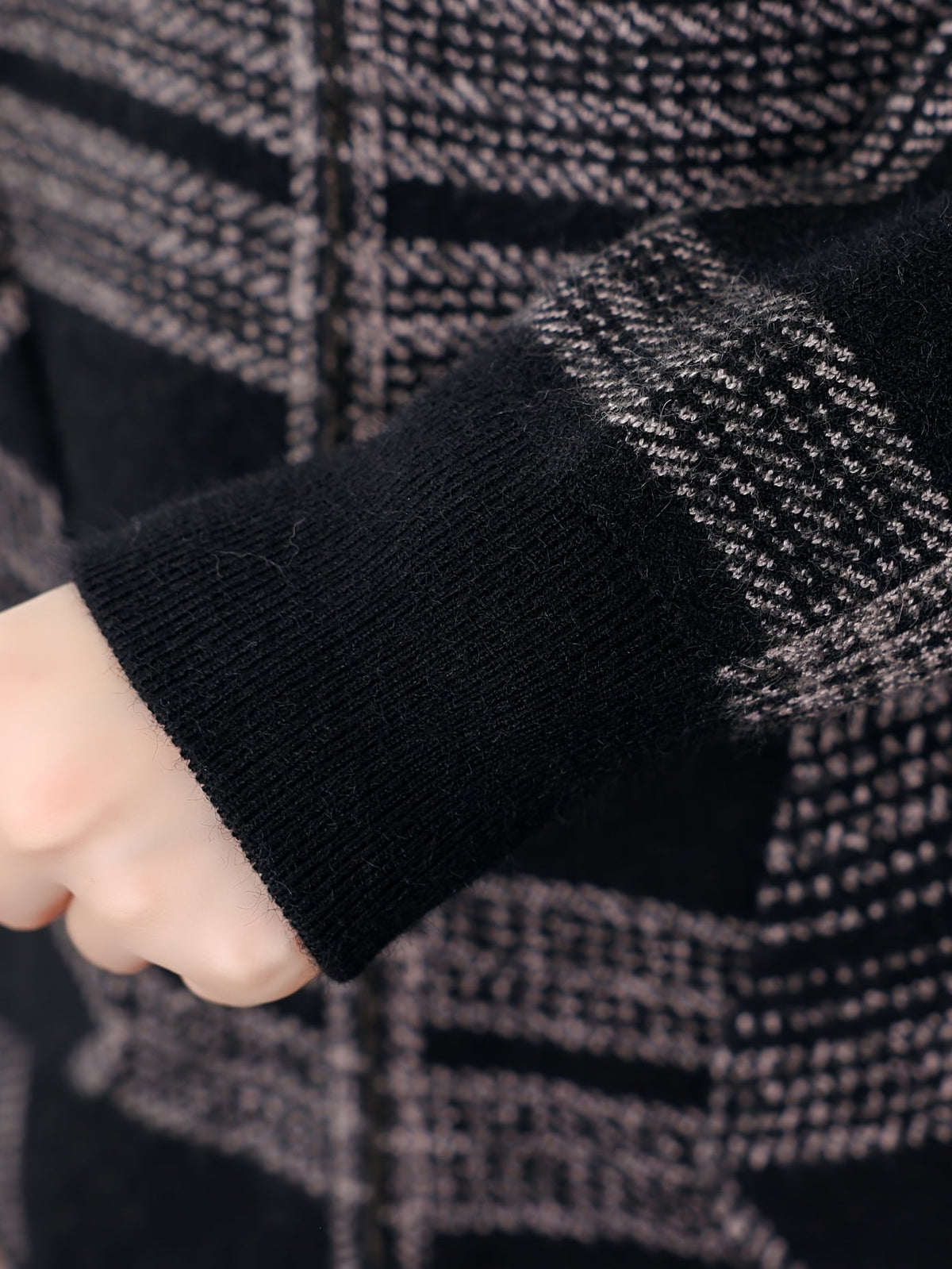 Women's Relaxed Checked Hoodie Jacket with Full Zipper