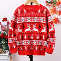 Women's Red Reindeer and Pine Tree Holiday Knit Sweater - Red