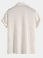 Men's Textured Waffle Resort Set Button Shirt with Linen