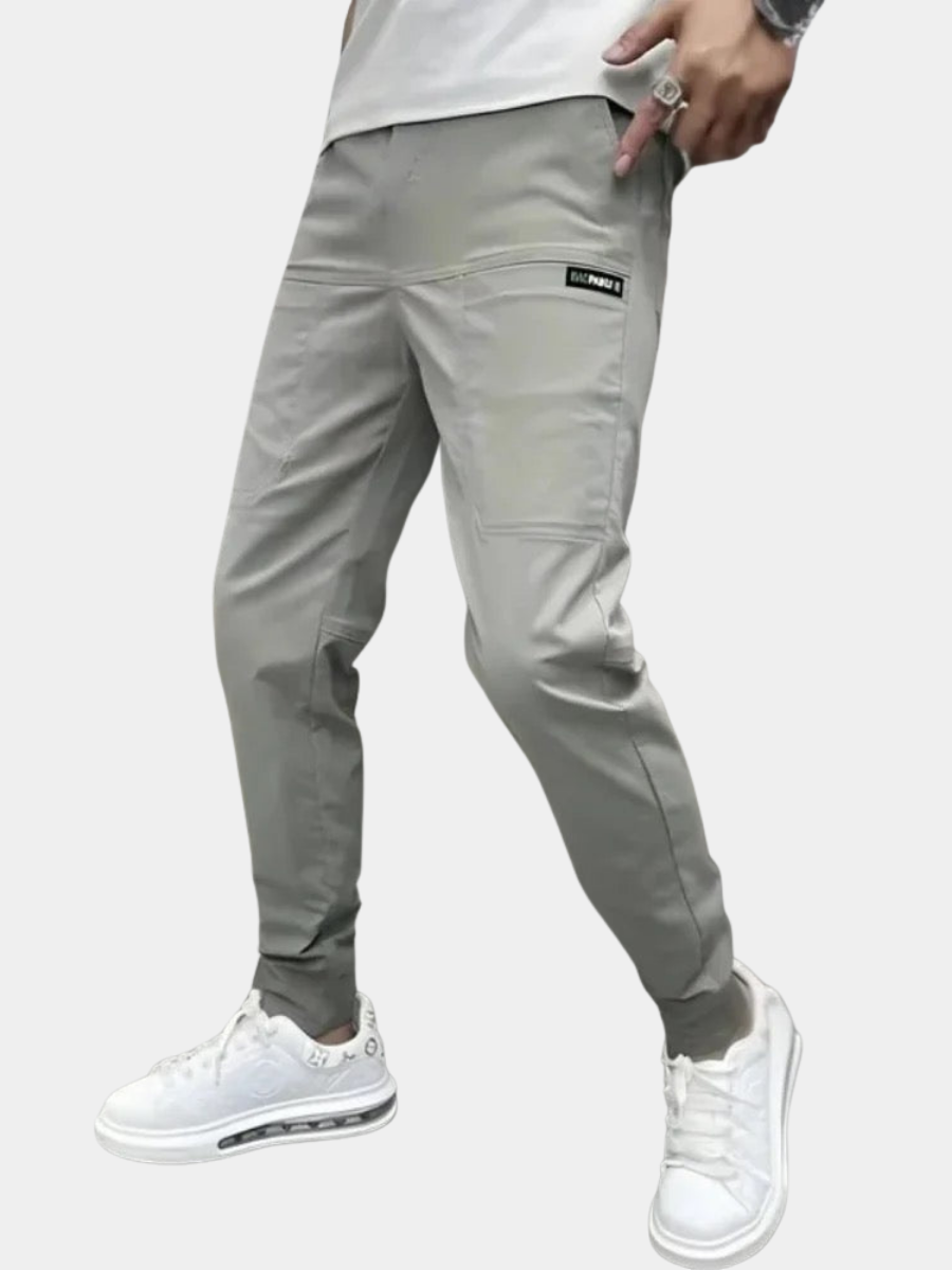 Men's Slim Tapered Cargo Jogger Ribbed Streetwear Trousers