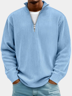 Men's Ribbed Half Zip Sweatshirt Relaxed Oversized Casual Knit
