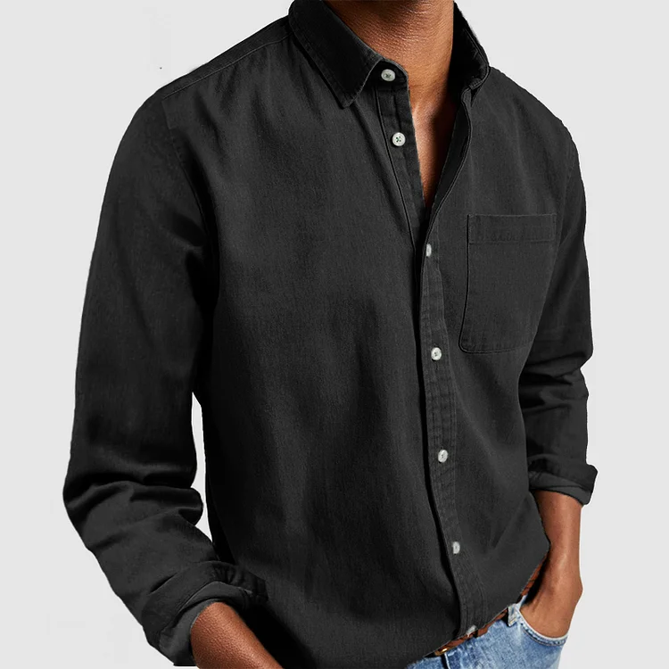 Men's Long Sleeve Button Up Casual Shirt With Chest