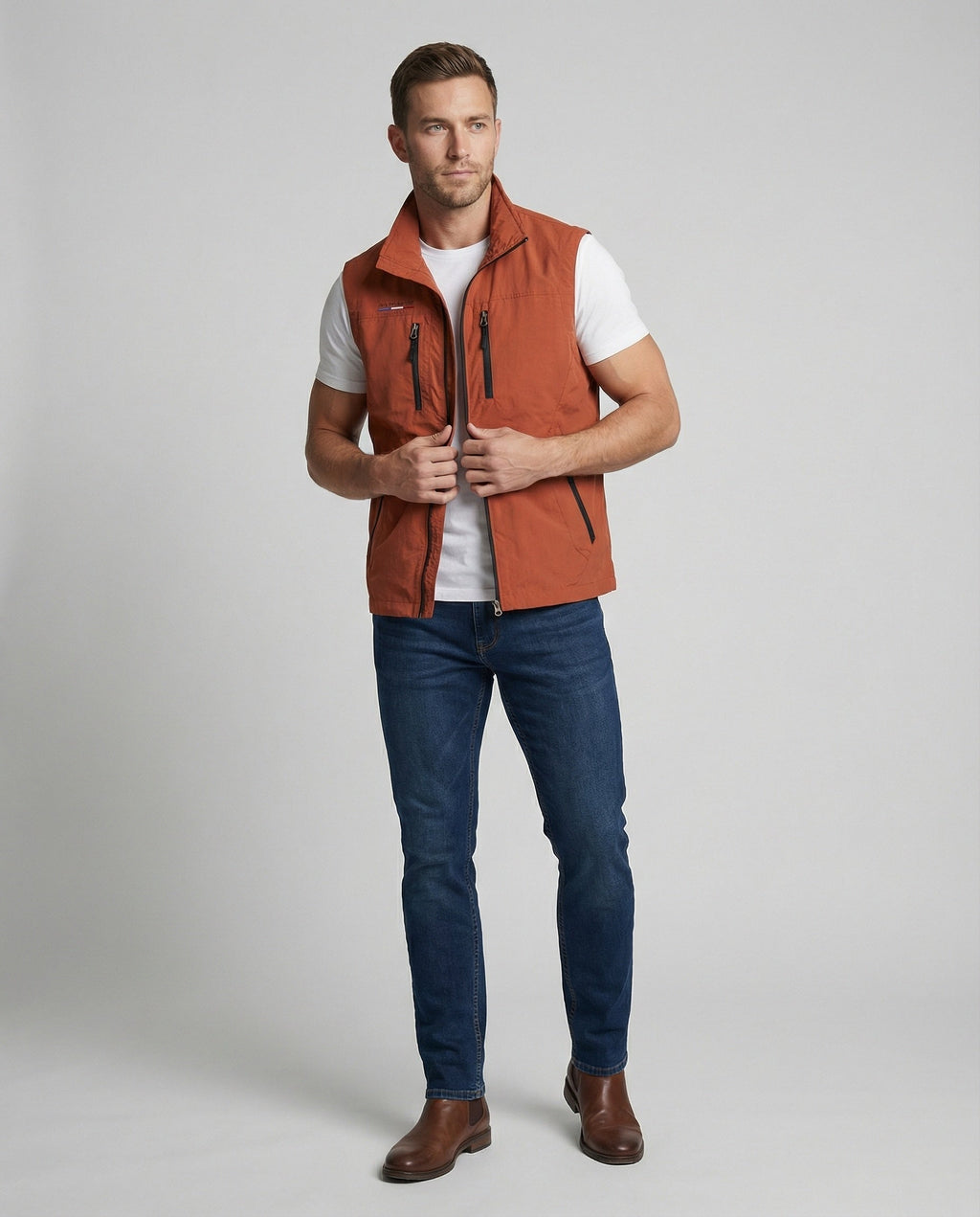 Men's Lightweight Utility Gilet Multi Pocket Zip Up Layer