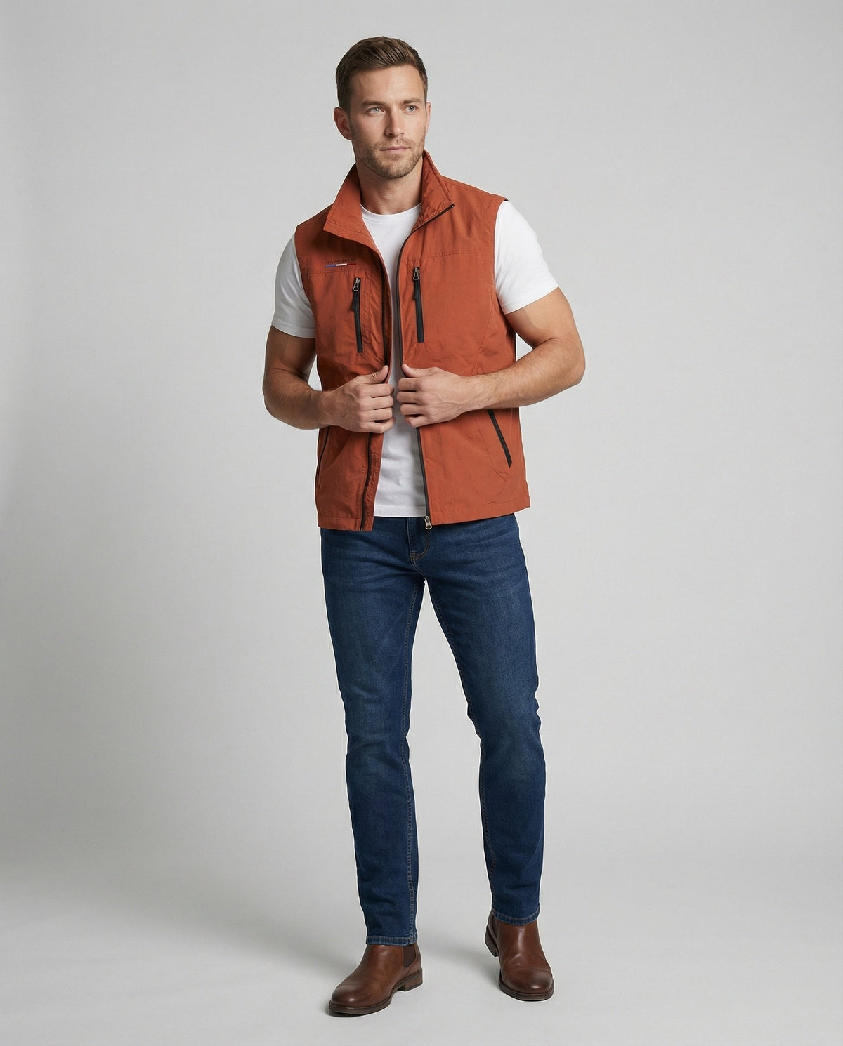 Men's Lightweight Utility Gilet Multi Pocket Zip Up Layer