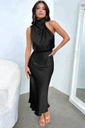 Women's Elegant Summer Dress Halter Neck Silk Style
