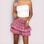 Women's Printed Ruffle Mini Skirt – Tiered Spring