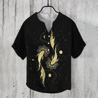 Men's Linen Cotton Shirt Breathable Lightweight Artistic Print Stylish