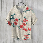 Men's Linen Cotton Shirt Breathable Lightweight Artistic Print Stylish