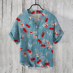 Men's Linen Cotton Shirt Breathable Lightweight Artistic Print Stylish