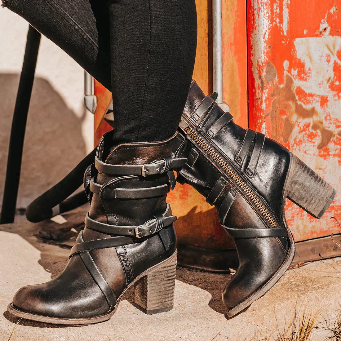 Women's Vintage-Inspired Suede Winter Boots with Buckled Shaft