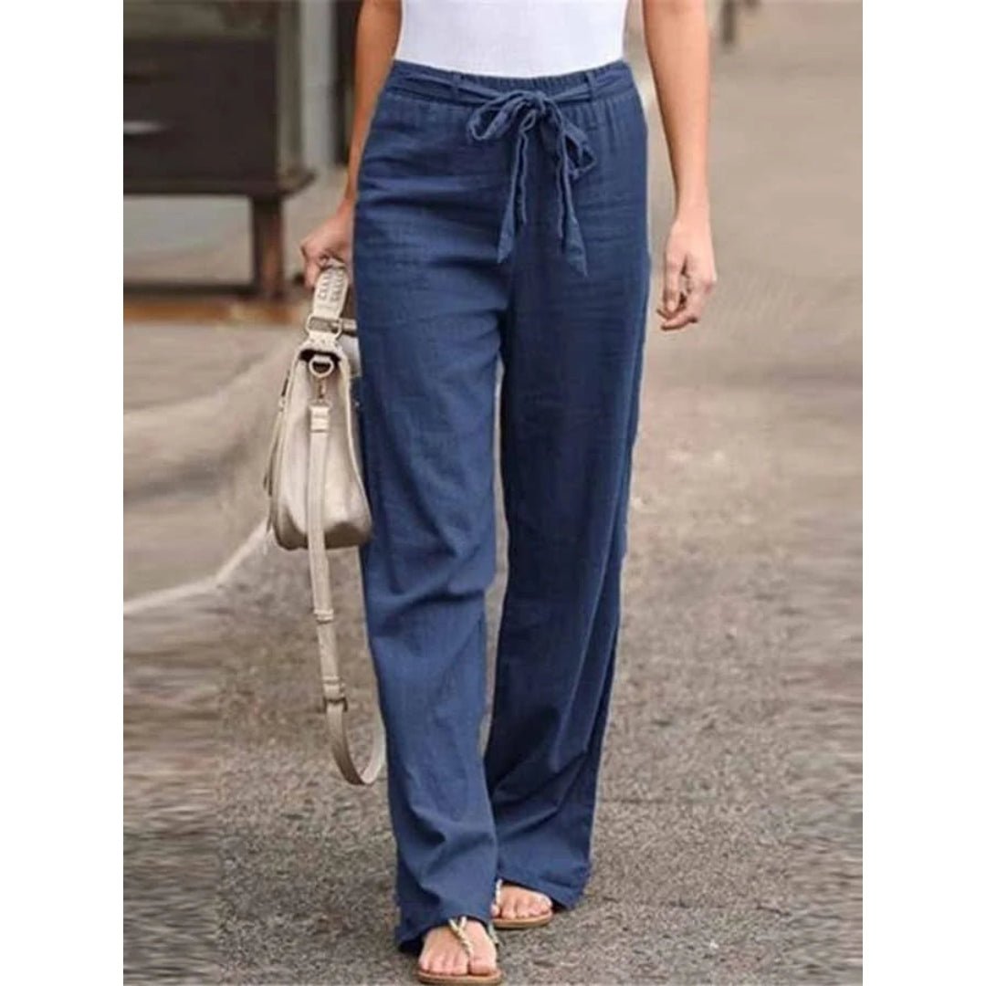 Women's Drawstring Wide Leg Palazzo Trousers