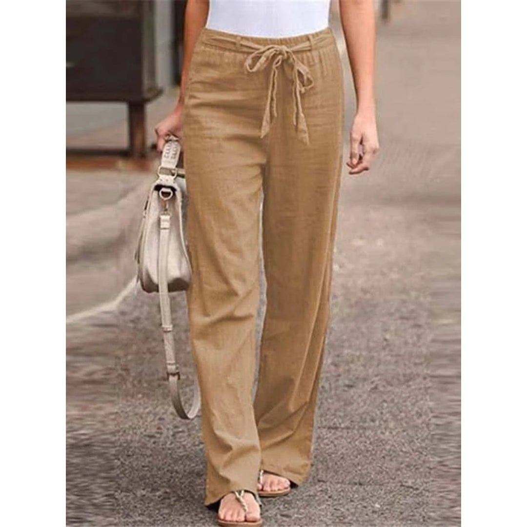 Women's Drawstring Wide Leg Palazzo Trousers