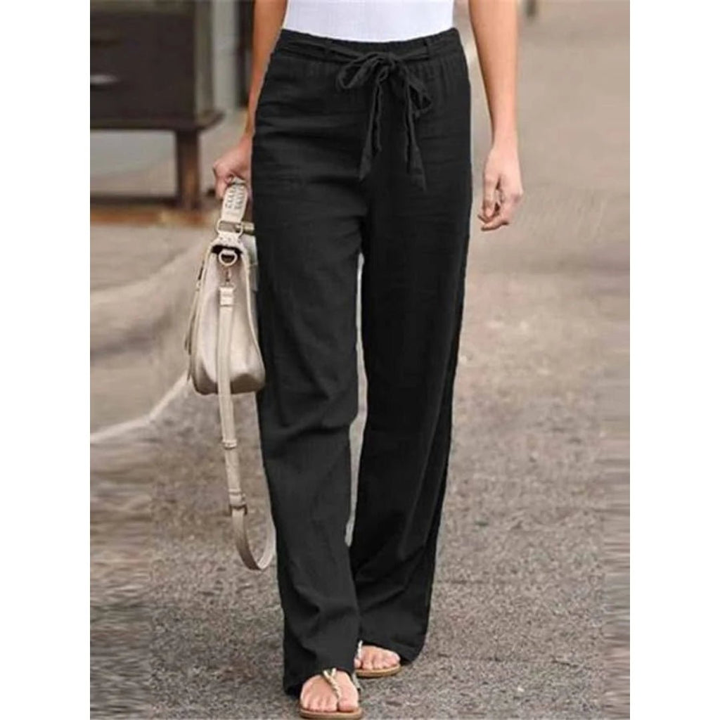 Women's Drawstring Wide Leg Palazzo Trousers