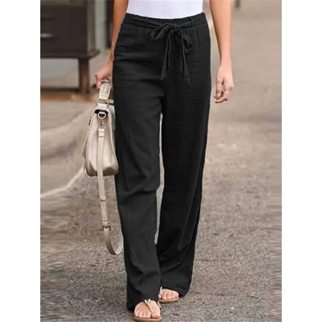 Women's Drawstring Wide Leg Palazzo Trousers