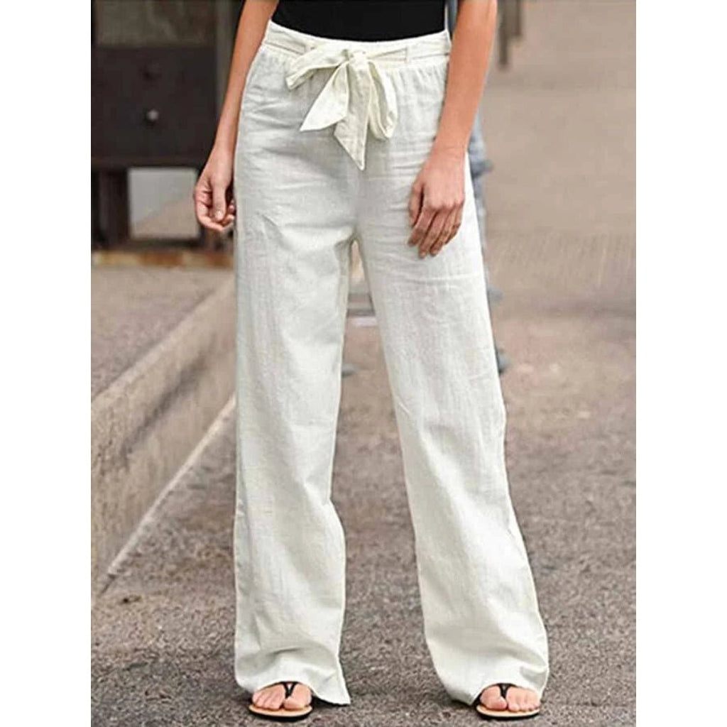 Women's Drawstring Wide Leg Palazzo Trousers
