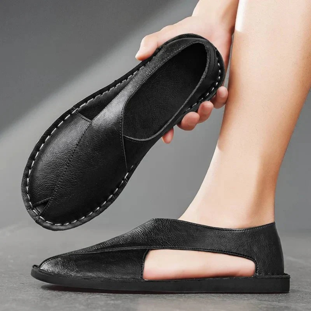 Men's Closed Toe Leather Sandals Casual Summer Comfort Shoes