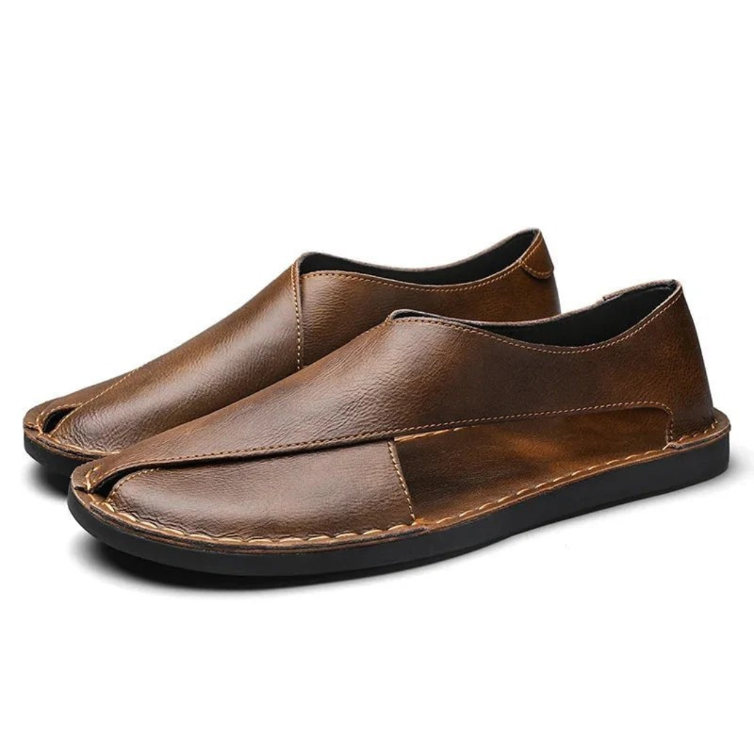 Men's Closed Toe Leather Sandals Casual Summer Comfort Shoes