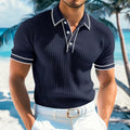 Men's Ribbed Contrast Trim Slim Fit Polo Shirt