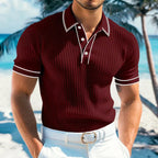 Men's Ribbed Contrast Trim Slim Fit Polo Shirt