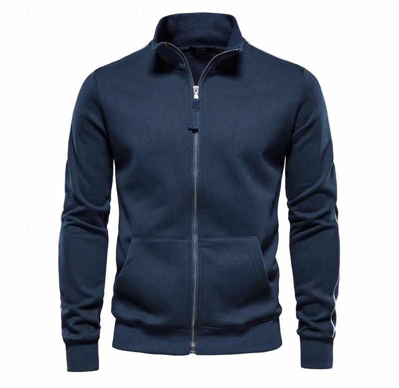 Men's Full Zip Stand Collar Sweatshirt Jacket With Pockets