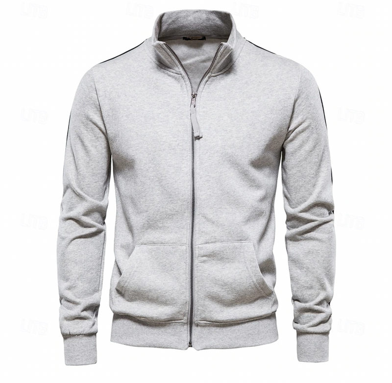Men's Full Zip Stand Collar Sweatshirt Jacket With Pockets