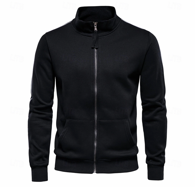 Men's Full Zip Stand Collar Sweatshirt Jacket With Pockets