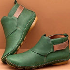 Women's Leather Ankle Boots with Strap Closure