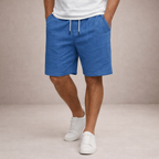 Men's Linen Shorts Drawstring Waist Printed Summer Fit