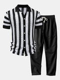 Men's Open Knit Shirt and Linen Blend Trousers Set